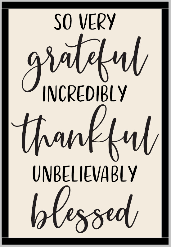 So Very grateful, Incredibly thankful, Unbelievably blessed (framed)