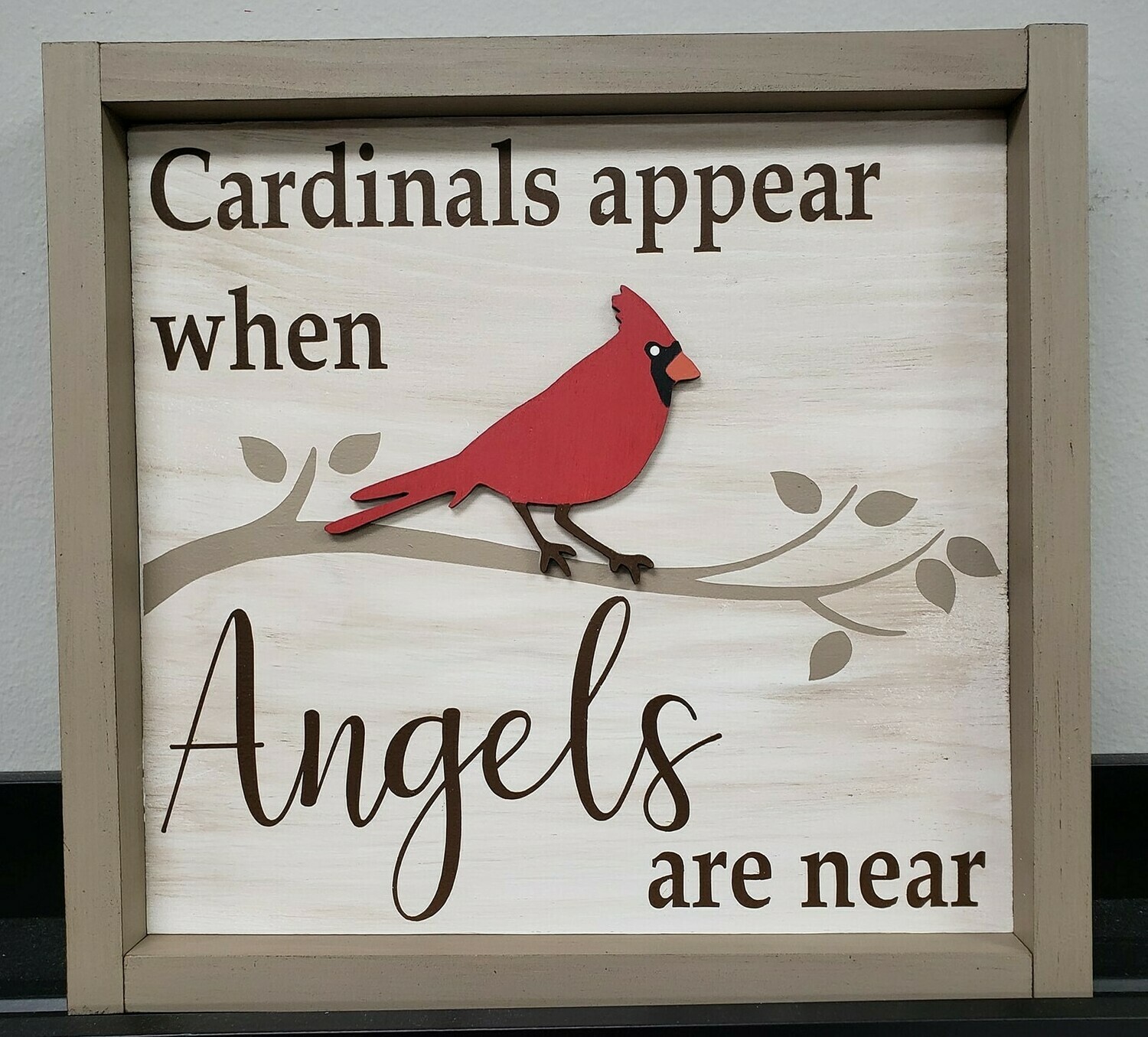 Cardinals appear when Angels are near (framed) with 3D bird
