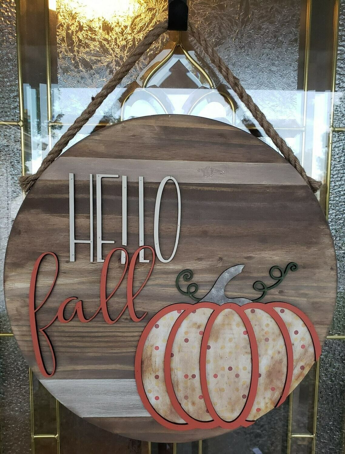 Hello Fall 3D Pumpkin 18&quot;Round