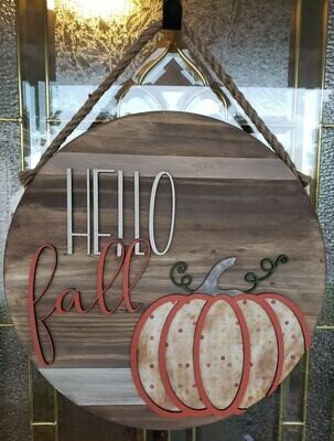 Hello Fall 3D Pumpkin 18&quot;Round
