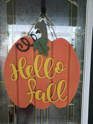 Rustic Pumpkin Wood Door Hanger