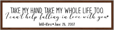 Take my hand.. falling in love (personalized and framed)