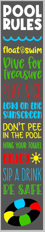 Tall Pool Rules Porch Sign