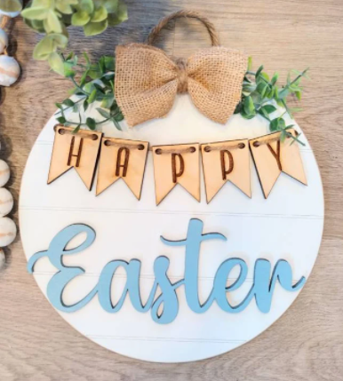 Happy Easter banner 3D Shiplap Sign