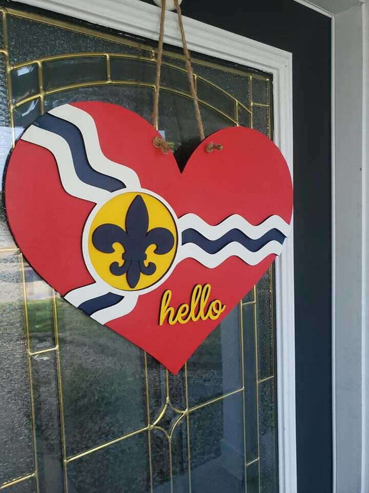Fleur de lis St. Louis Heart Door Hanger