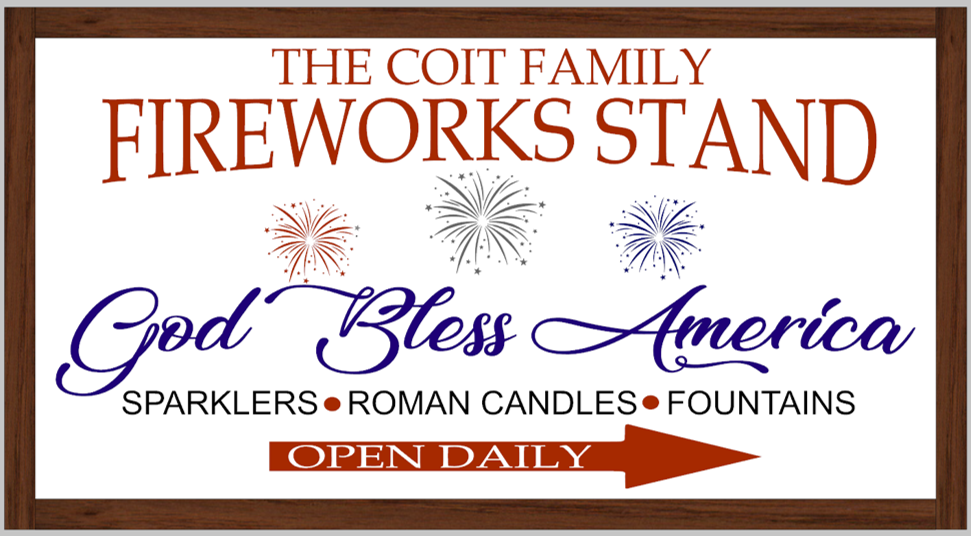 Family Personalized Fireworks Stand