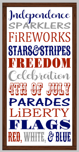 4th of July Subway Art Framed