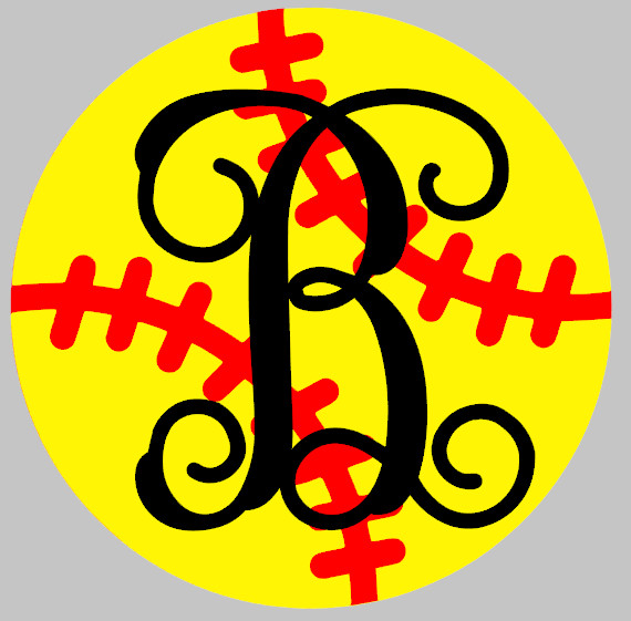 Softball / Baseball with 3D Single Initial Door Hanger
