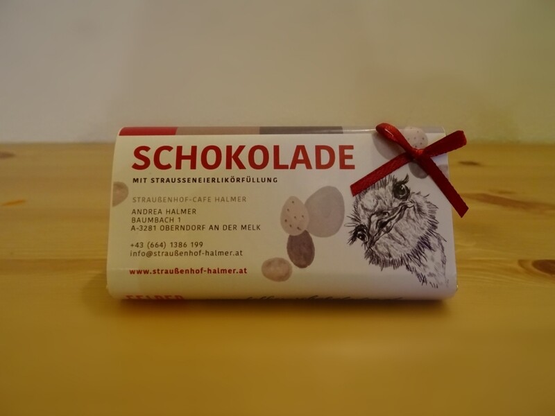 Straußeneierlikörschokolade 70g mit Deko