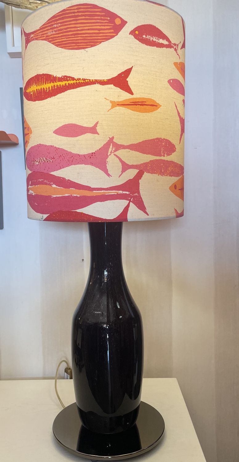 Portofino Viola 856.00, Colore: Base viola paralume chiaro con pesci arancio/rosa