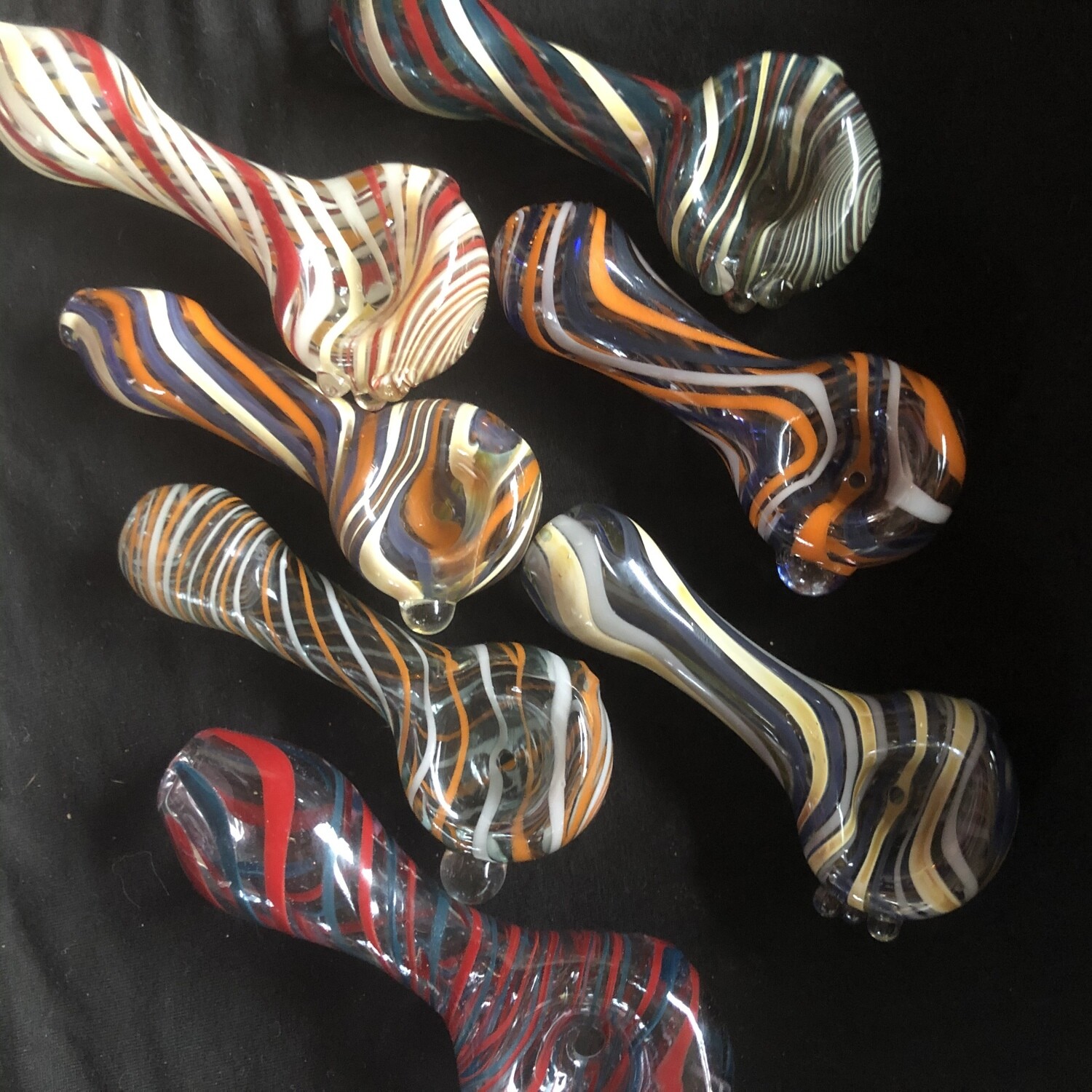 Striped Glass Spoon Pipes (Tobacco Use Only)