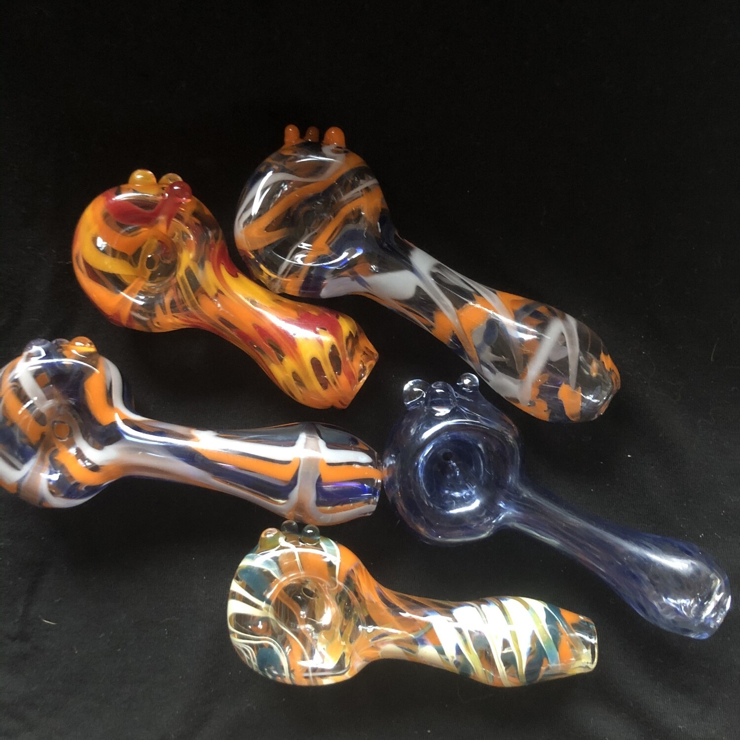 Various Blue and Orange Spoon Pipes (Tobacco Use Only)