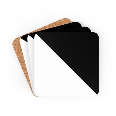 Corkwood Coaster 4 Piece Set, Black & White Geometric Style Coasters