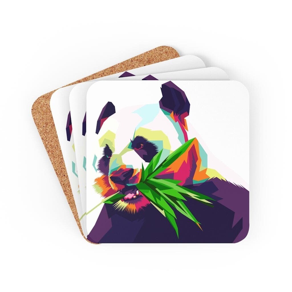 Uniquely You Corkwood Coaster Set - 4 Pieces / Colorful Pop Art Panda