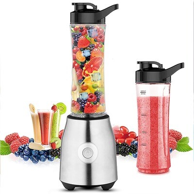 5 Core 2X600ml Personal Blender for Shakes and Smoothies, Powerful & Professional Smoothie Maker with 2 Portable Bottle 300W Electric Motor BPA Free Food Processor 20 Oz 4 Stainless Steel Blade 5C 522