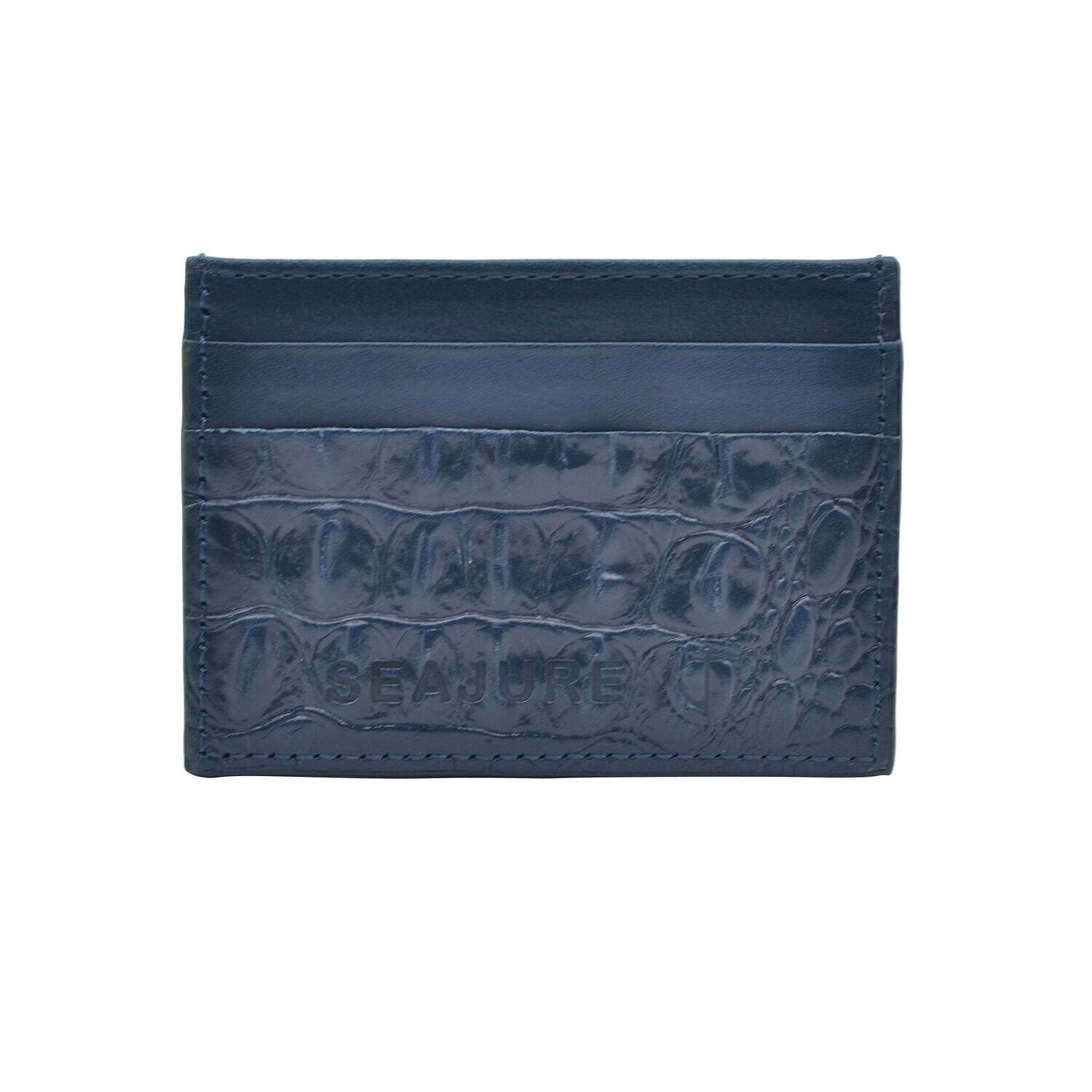 Croc Embossed Leather Card Holder