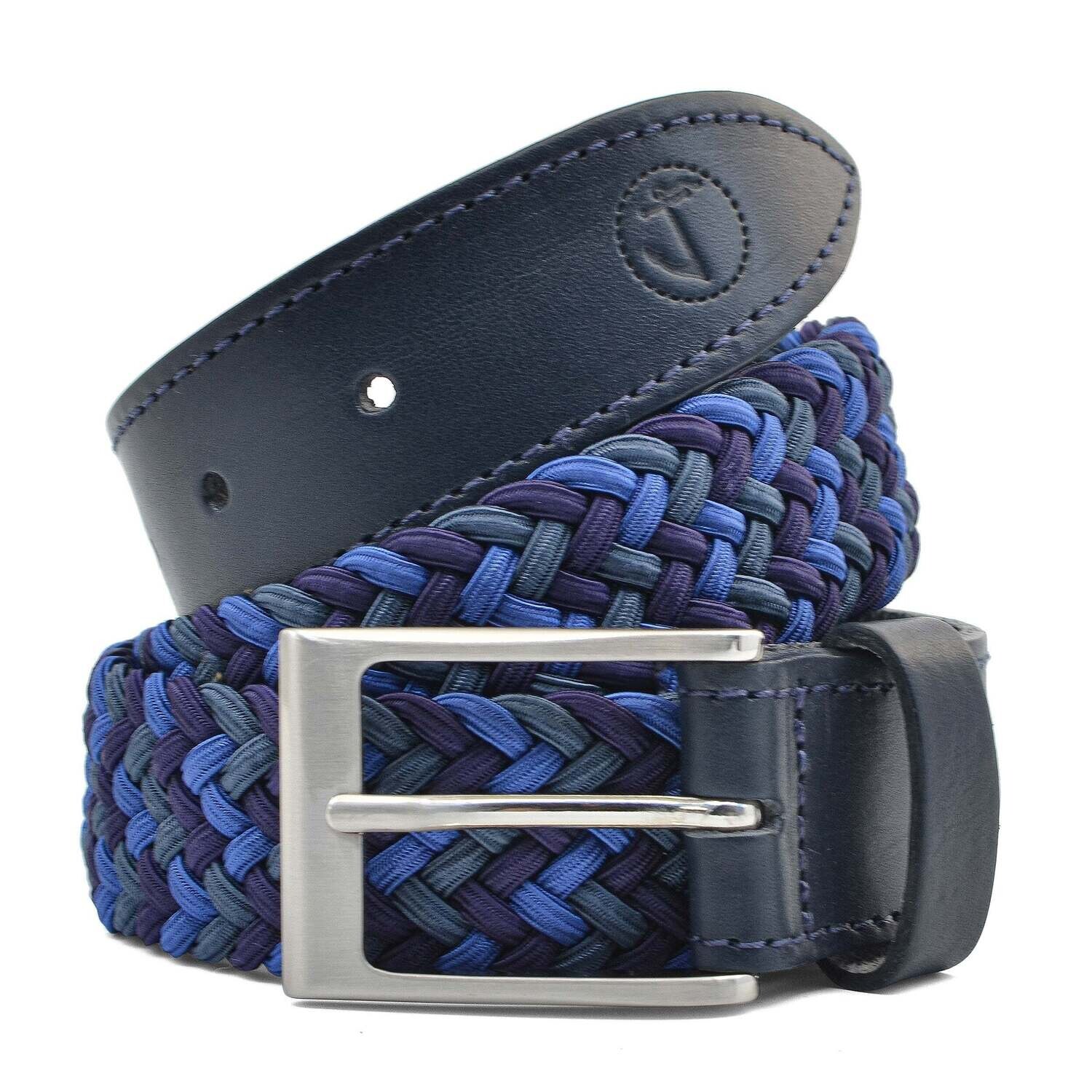 Elastic Braided Fabric and Leather Belt Ionian