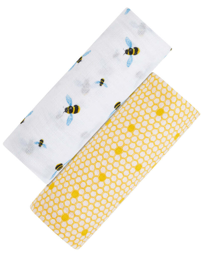 ORGANIC SWADDLE SET - BUSY BEES
