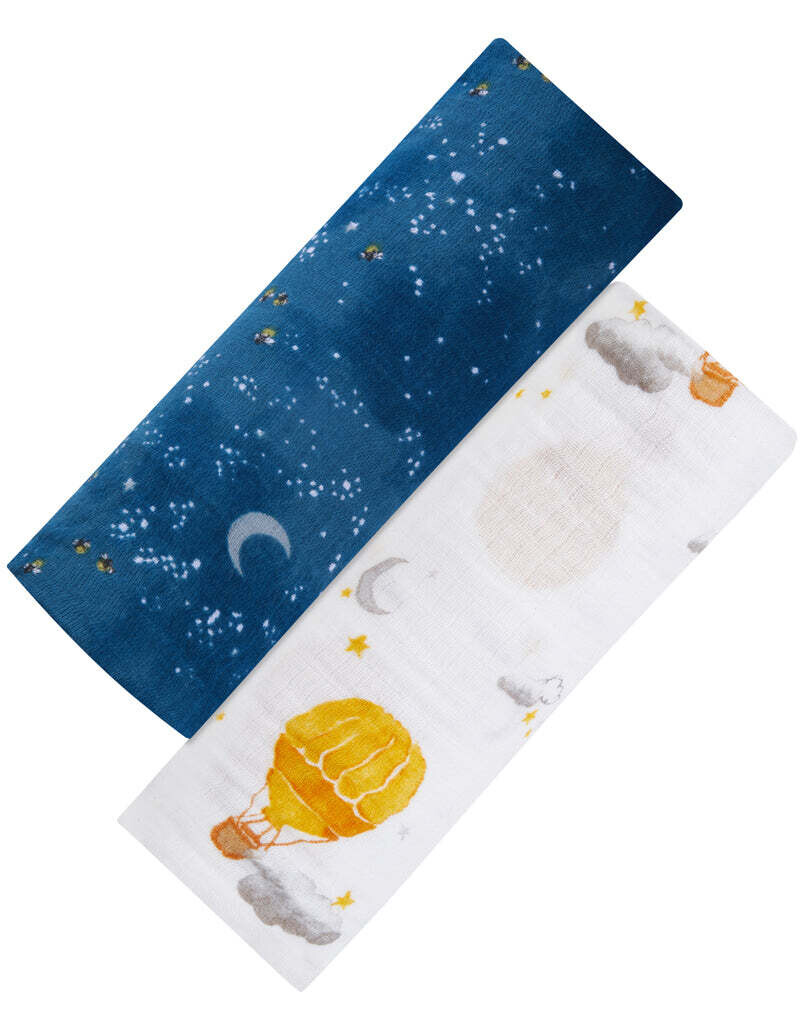 ORGANIC SWADDLE SET - FLY ME TO THE MOON