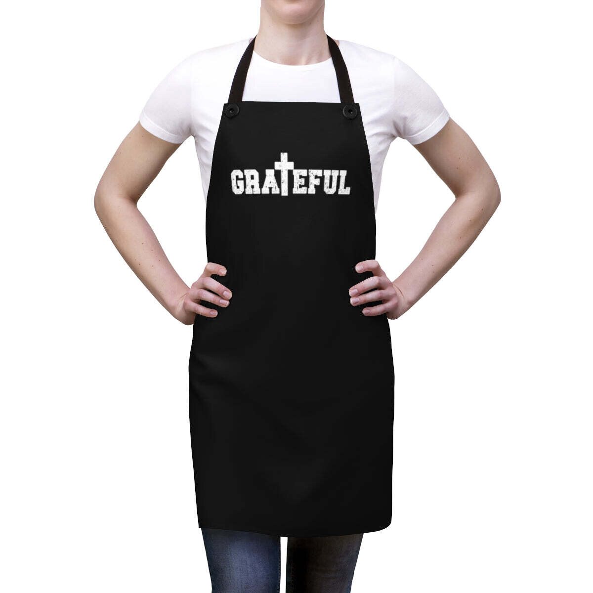 Home Accessories, Apron for Cooking or Cleaning, Grateful Christian Inspiration Affirmation