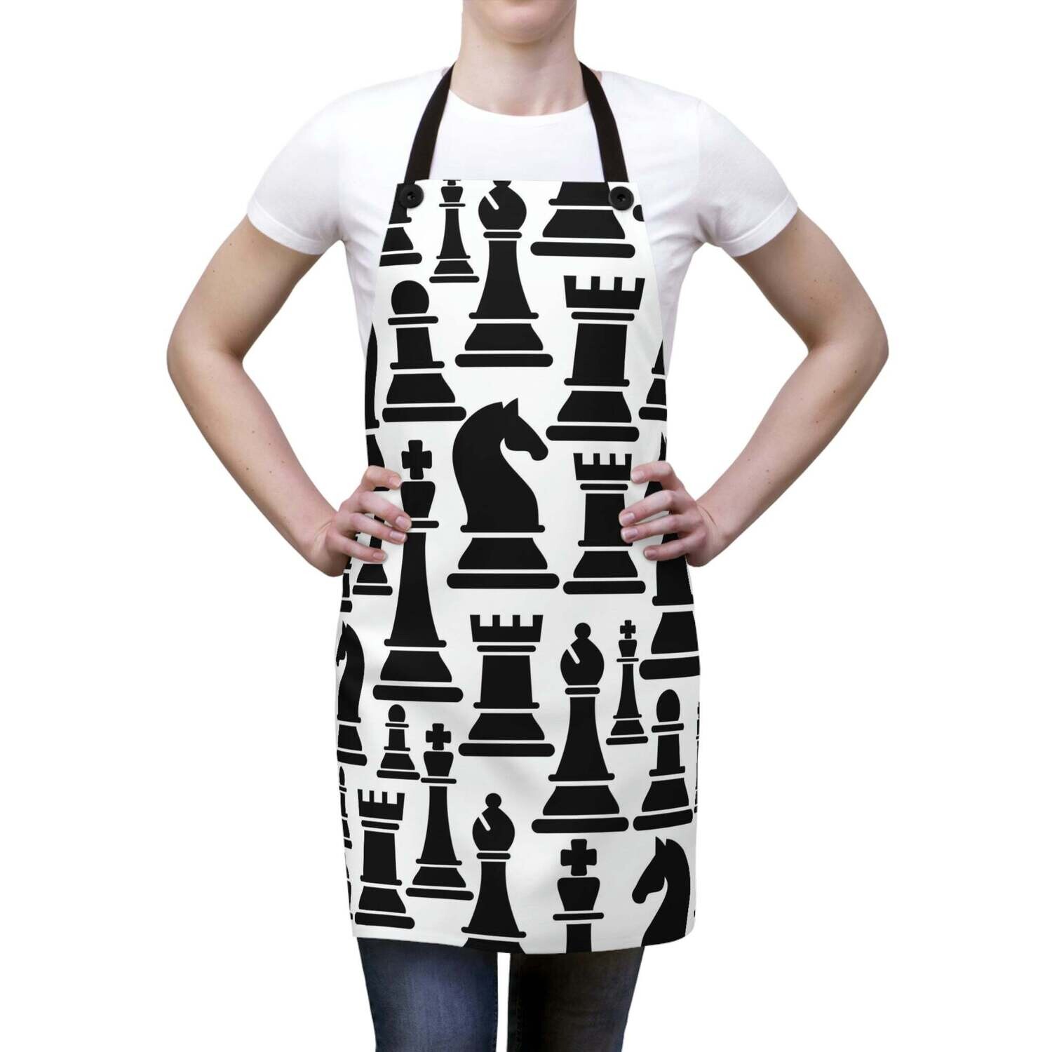 Home Accessories, Unisex Apron Cleaning/Cooking, Black And White Chess Print