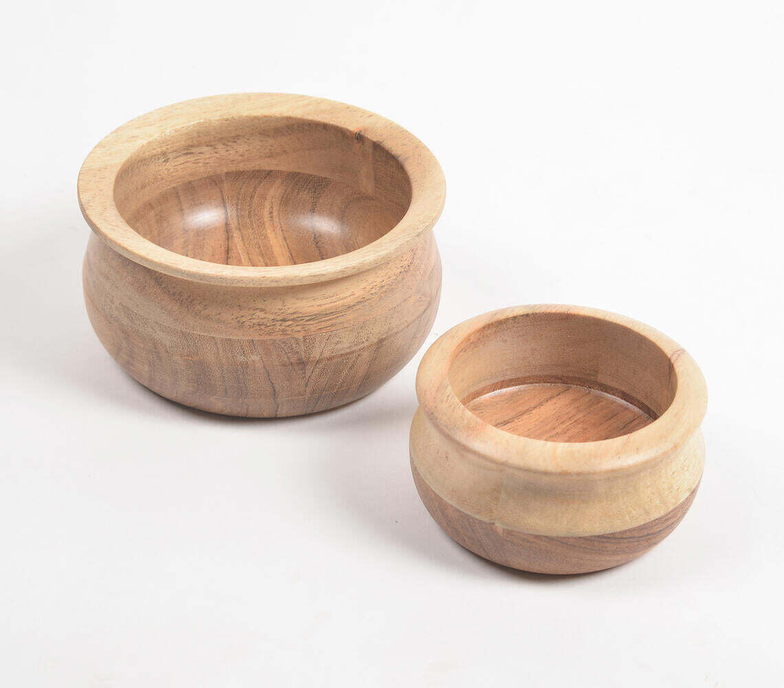 Raw Acacia Wood Serving Bowls (Set of 2)