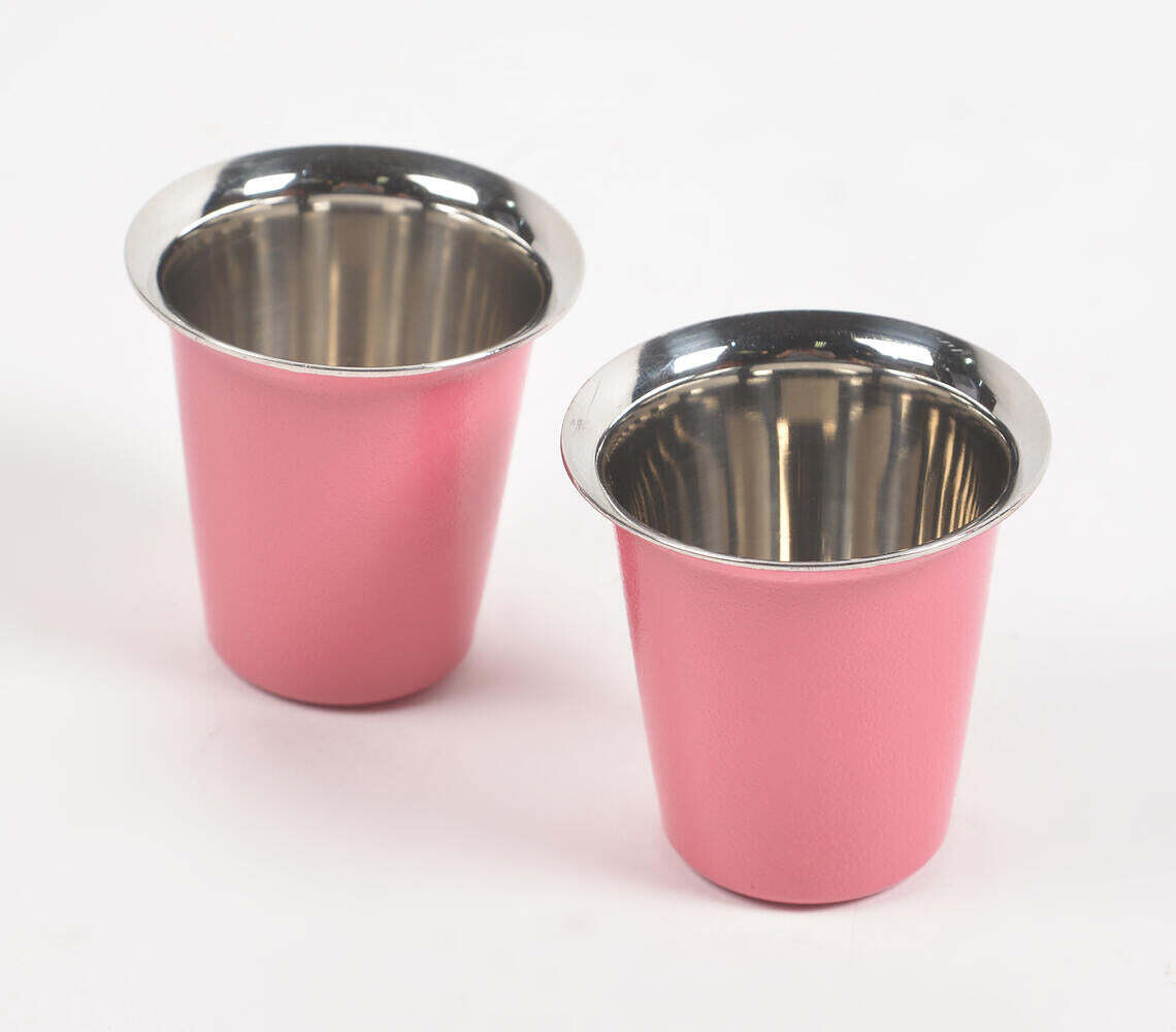 Matte Pink Stainless Steel Glasses (Set of 2)