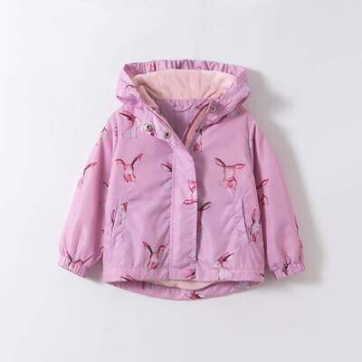 Baby Girl Rabbit Pattern Long Sleeve Fleece Thickened Zipper Jacket