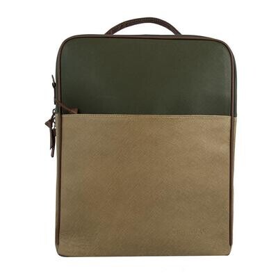 Augusta Leather Backpack-Tan/Olive Green