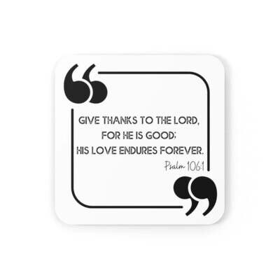 Home Decor, Coaster Set - 4 piece Home/Office, Give Thanks To The Lord, Christian Inspiration
