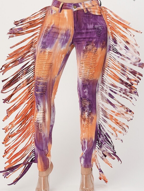Tye-dye Fringed Pant