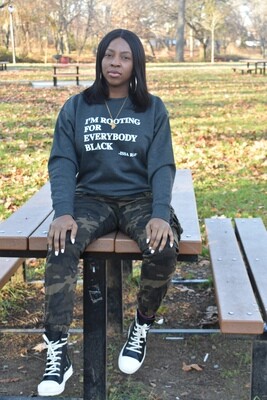 ROOTING FOR EVERYBODY BLACK SWEATSHIRT