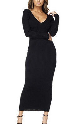 Claudia Long Sleeve Ribbed Dress