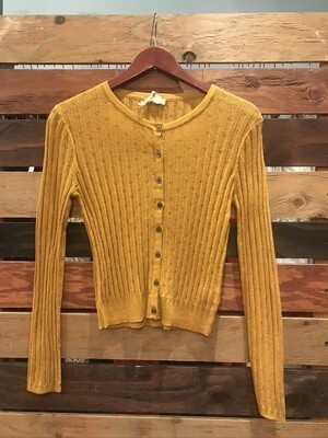 Mustard pointelle crop sweater