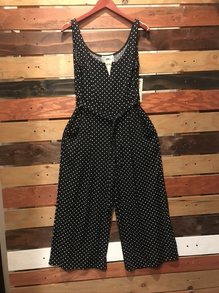 Vintage Black White Polka Dot Jumpsuit