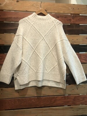 Apricot Pontelle/Diamond Mix Knit Mock Sweater