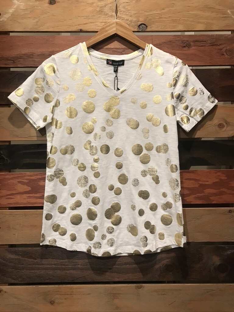 Carrie Noir White and Gold Dot Top