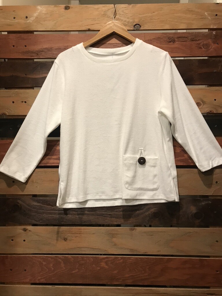 White Terry Top with Pocket