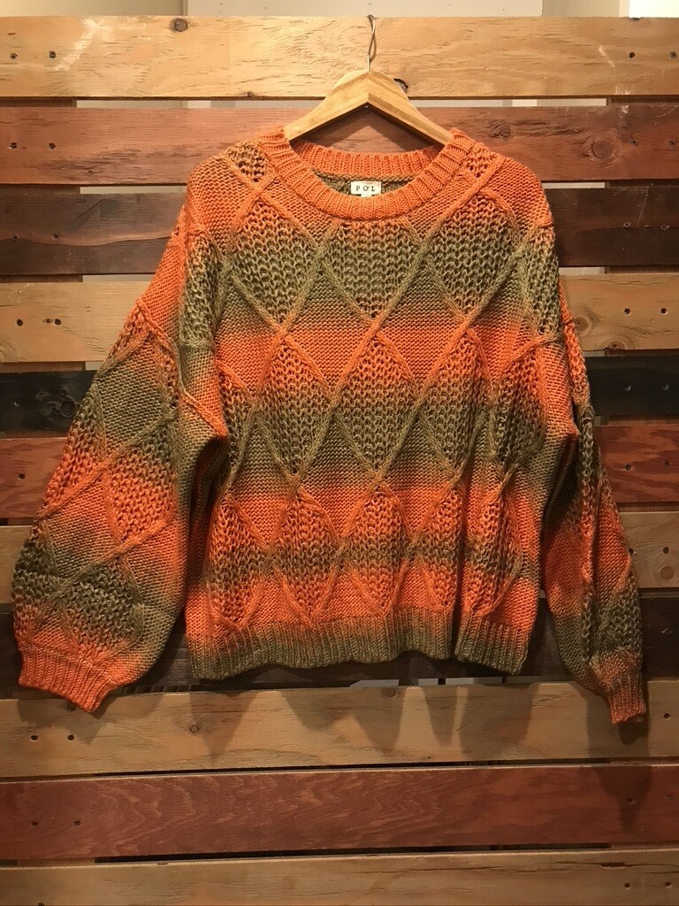 POL Orange & Olive Sweater