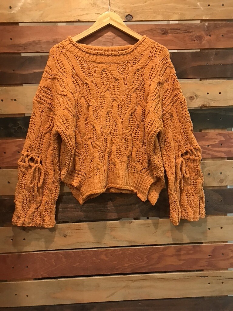 POL Orange Sweater w/ Tie Sleeve