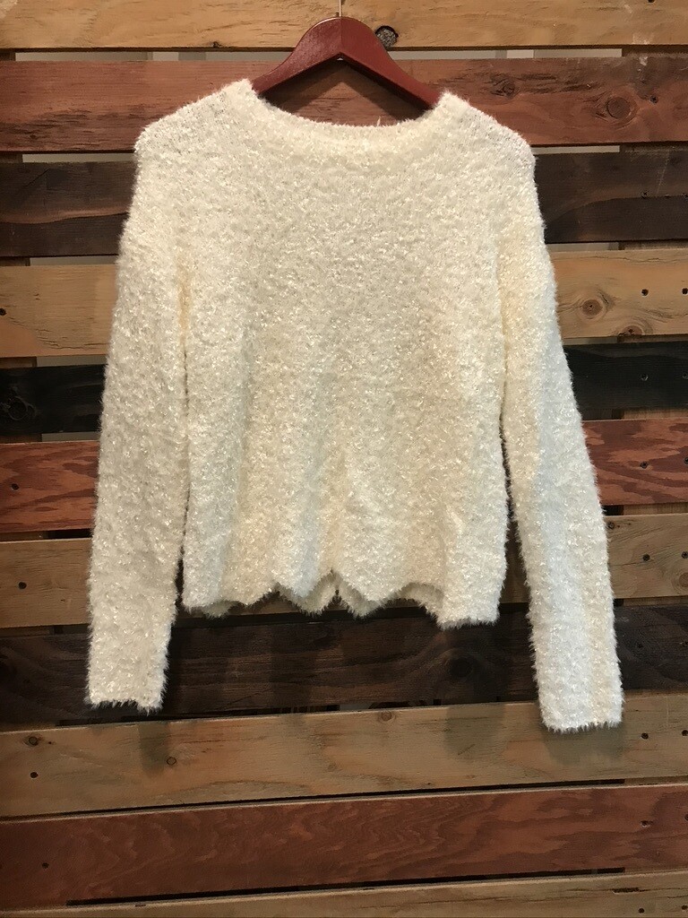 Ivory Scalloped Sweater