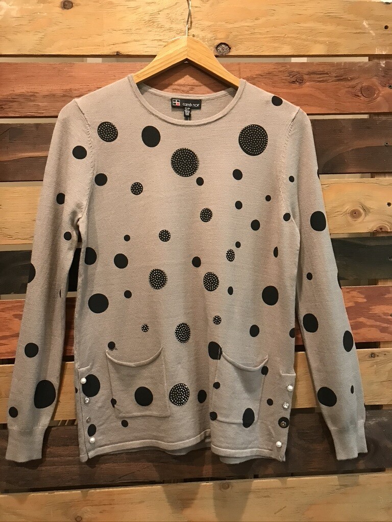 Carre Noir Dot Tan Sweater
