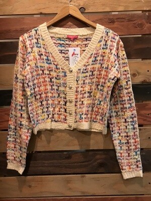 Multi Colored Sweater w/ Silver Buttons