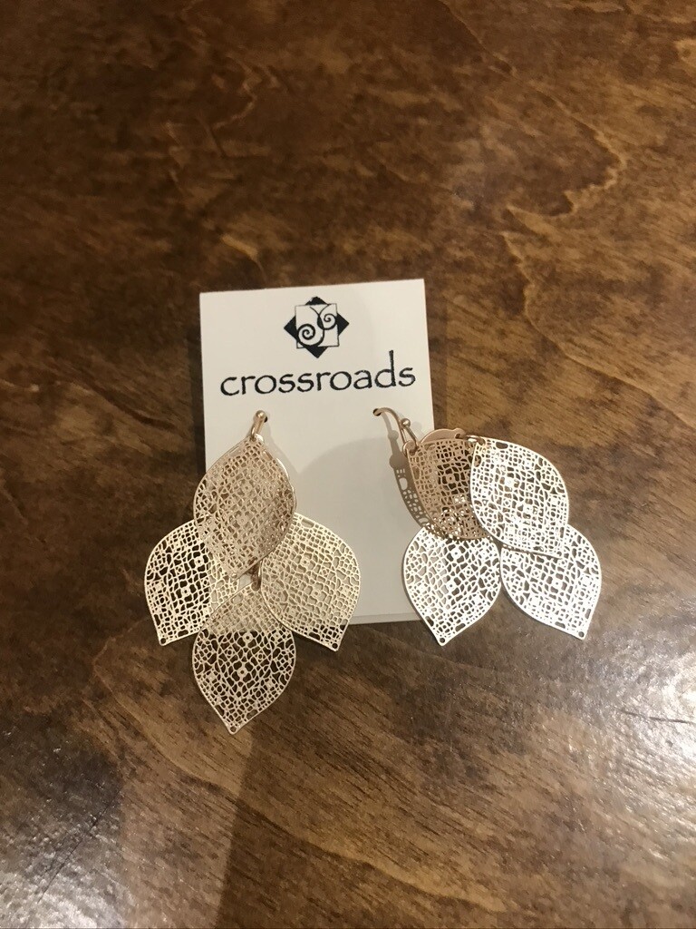 Crossroads 4 Leaf Earring-Gold