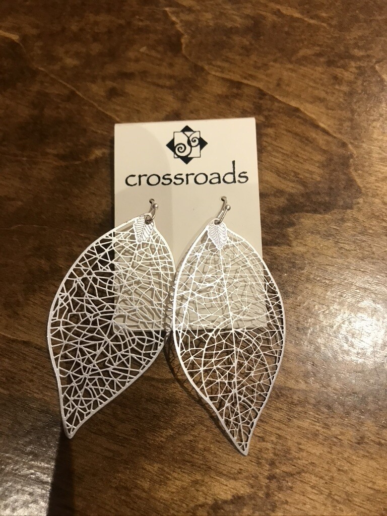 Crossroads Earrings Leaf Silver