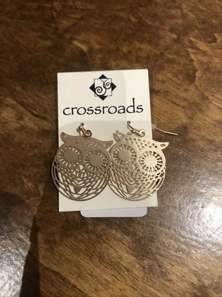 Crossroads Owl Earrings-Gold