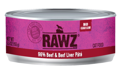 RAWZ CAT BEEF &amp; BEEF LIVER PATE 5.5oz/155g