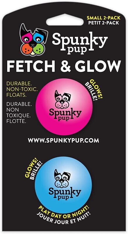 SPUNKY PUP FETCH &amp; GLOW SMALL 2pk
