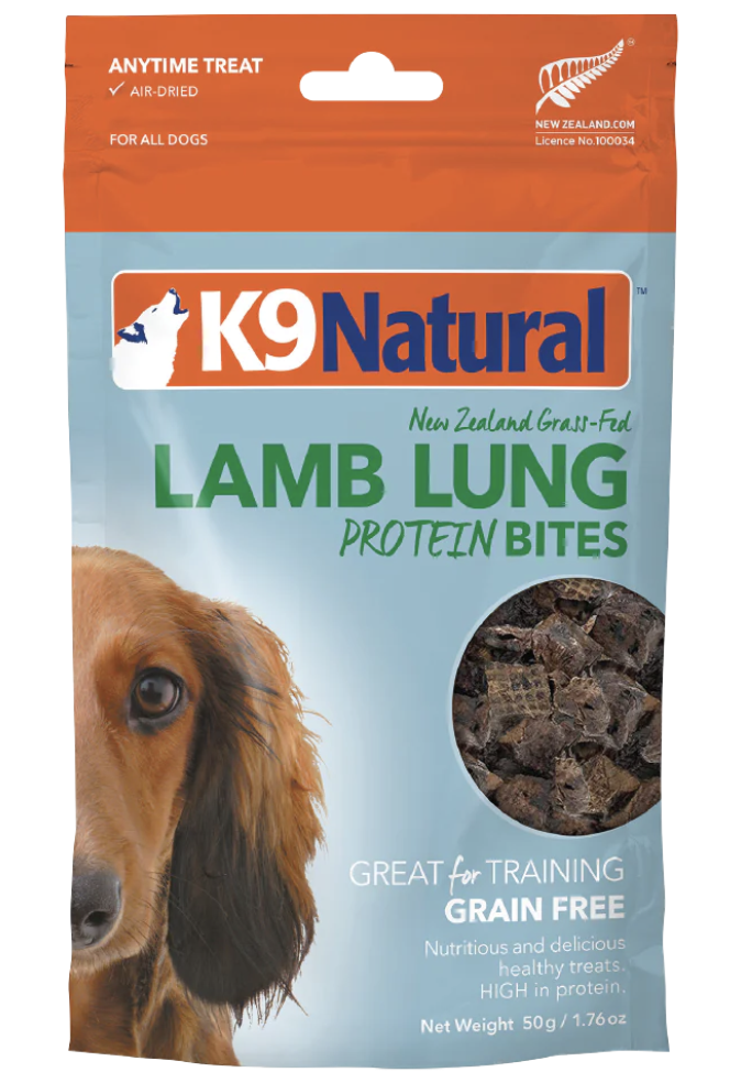 K9 NATURAL LAMB LUNG PROTEIN BITES 50G