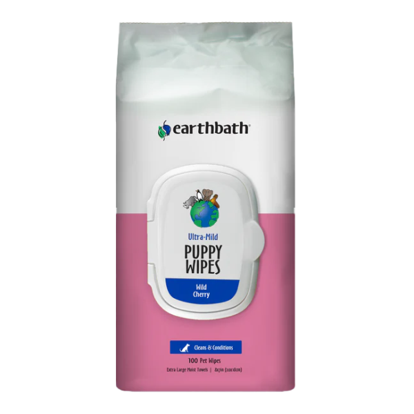 EARTHBATH GROOMING WIPES ULTRA-MILD PUPPY WILD CHERRY 100ct